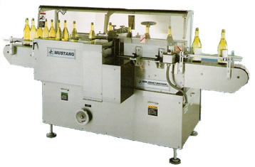 mustang 315LBG front back inline labeler for wine bottles